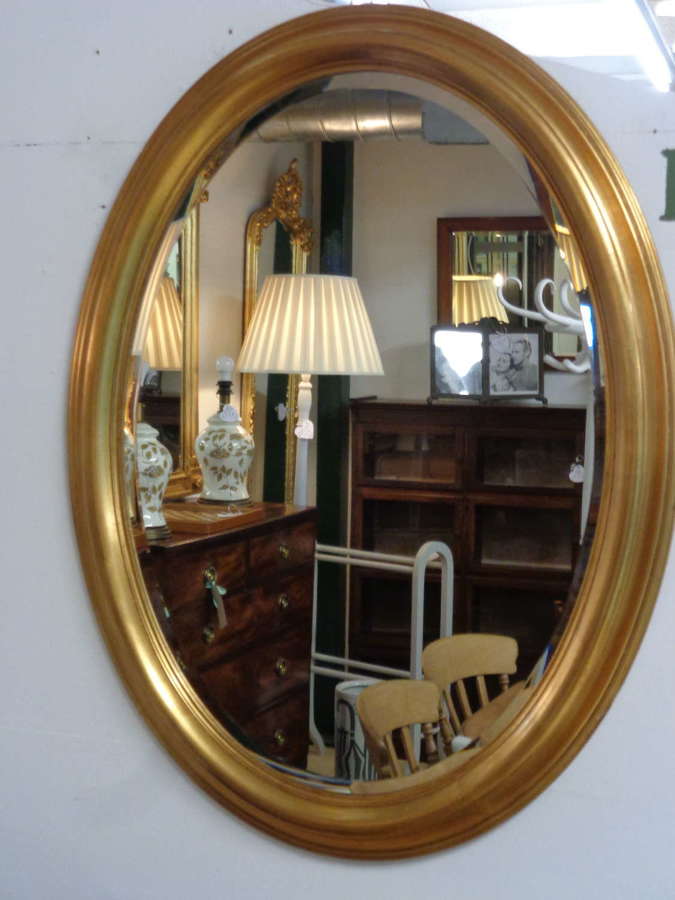 Vintage Gold Gilt Bevelled Oval Mirror