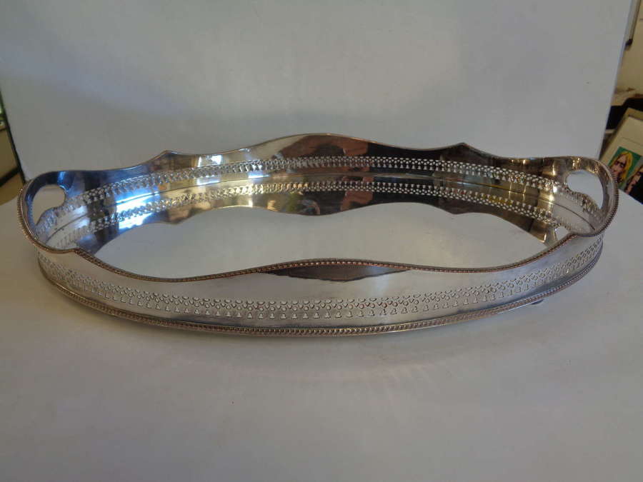 Antique Silver Plated Drinks/Butlers Tray - Galleried Sides