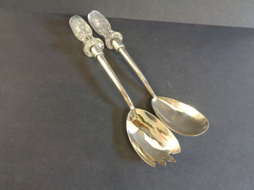 Art Deco Solid Silver Salad Servers