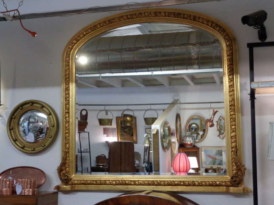 Large Gilt Overmantle Bevelled Mirror