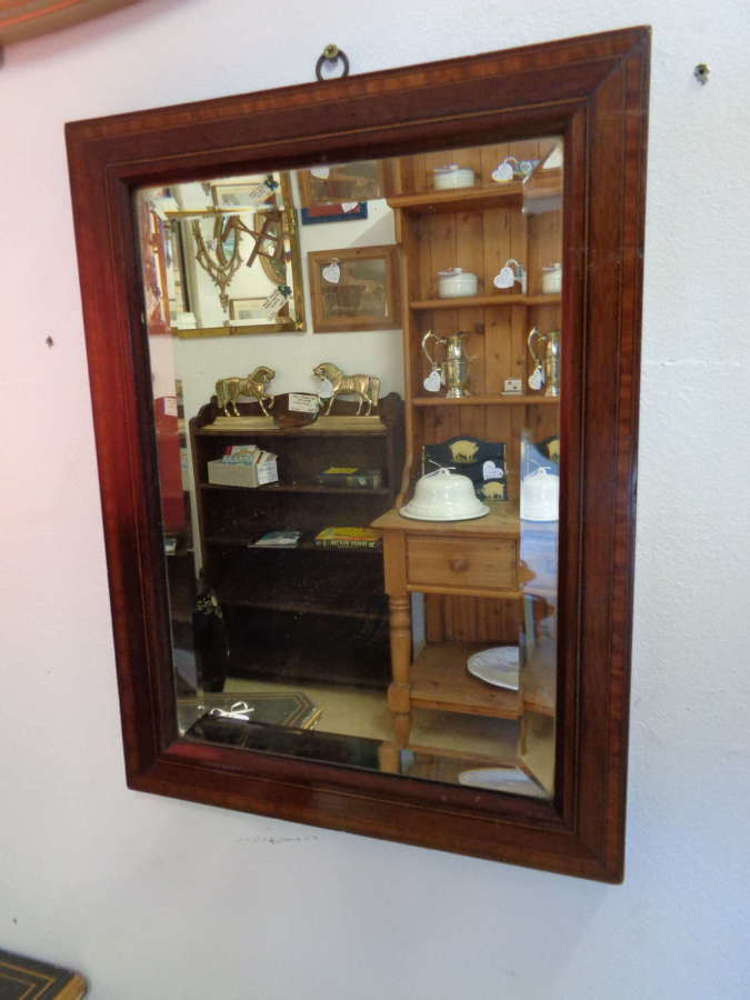 Antique Edwardian Inlaid Bevelled Mirror