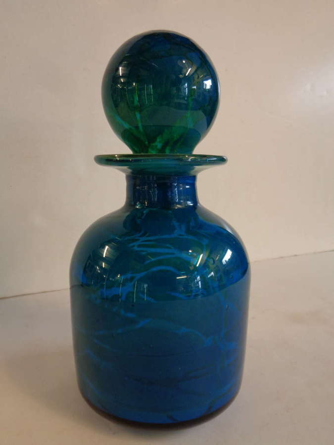 Mdina Turquoise Large Bottle with Stopper 'Signed'