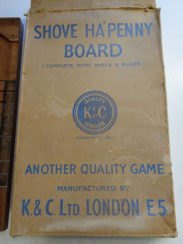 Vintage Shove Ha'penny Board with Ha'pennies & Rules + Original Box