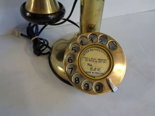 Vintage Brass Candlestick GEC Telephone - Rings & Receives Call