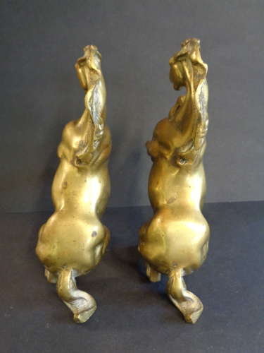 Pair Heavy Brass Rearing Horses - Bookends - Ornaments - Doorstops