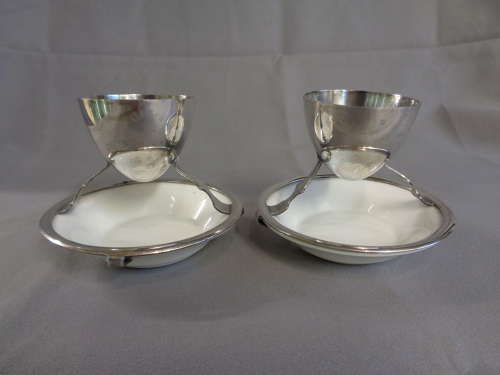 Christopher Dresser Designed Royal Doulton Silver Plate Egg Cups