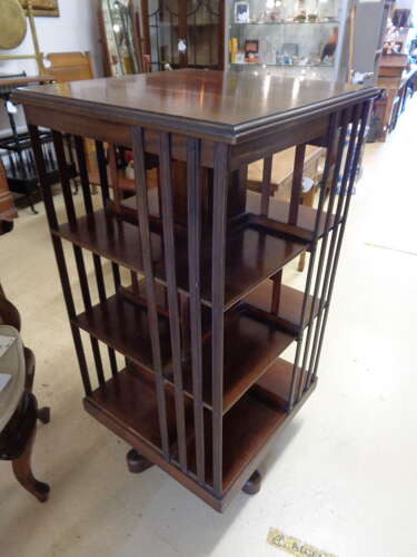 Large Edwardian mahogany revolving bookcase
