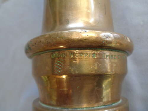 Vintage Brass Fire Hose Nozzle - John Morris & Sons