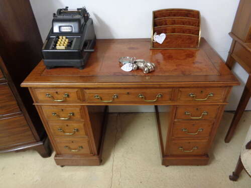 Edwardian Twin Pedestal Desk on Castors