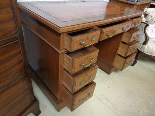 Edwardian Twin Pedestal Desk on Castors