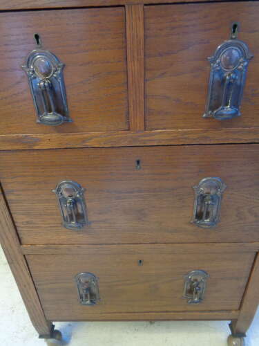 Art Nouveau Oak Chest of Drawers - on Castors