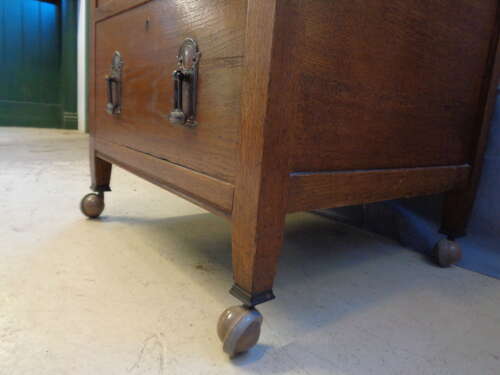Art Nouveau Oak Chest of Drawers - on Castors