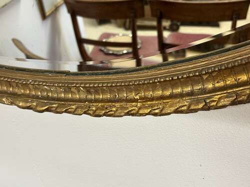 Antique Gilt Oval Bevelled Mirror