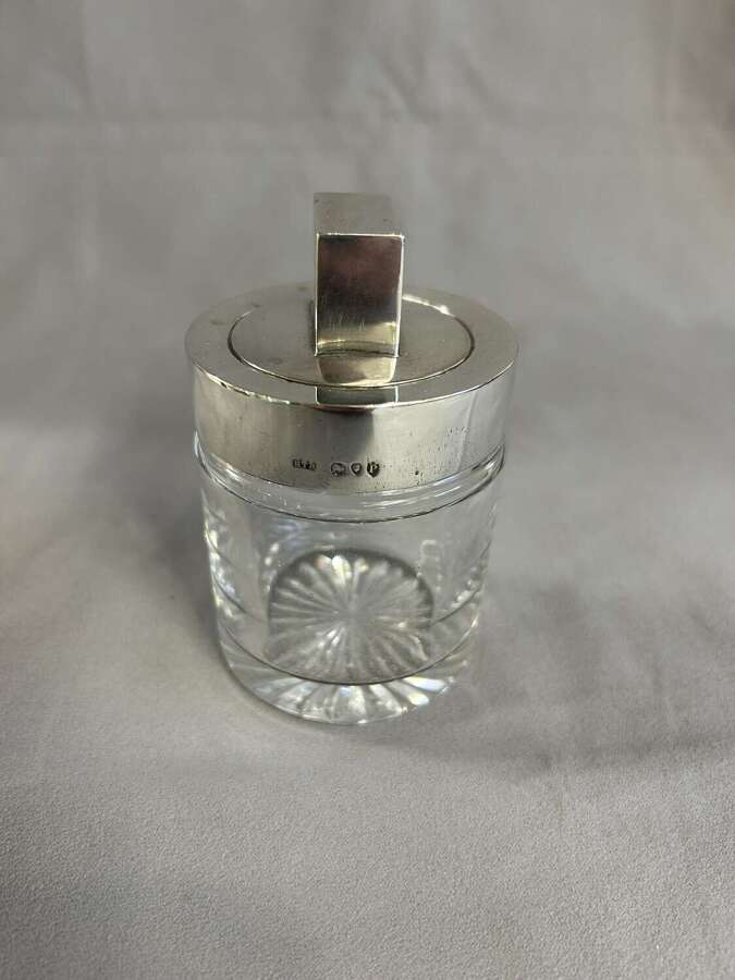 Victorian Silver Topped Glass Jar - London 1890 - Brockwell & Sons