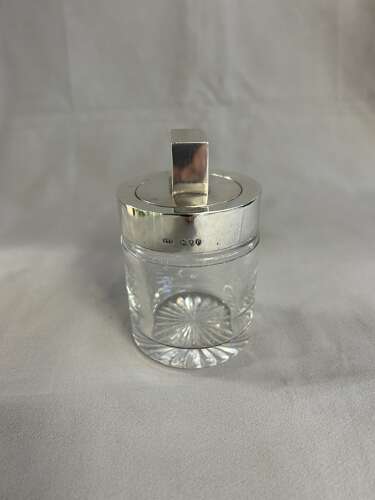 Victorian Silver Topped Glass Jar - London 1890 - Brockwell & Sons