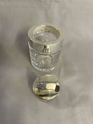 Victorian Silver Topped Glass Jar - London 1890 - Brockwell & Sons