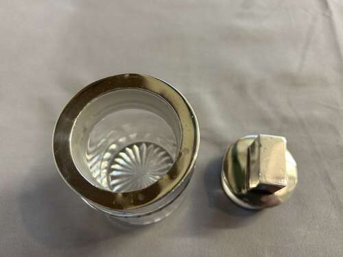 Victorian Silver Topped Glass Jar - London 1890 - Brockwell & Sons