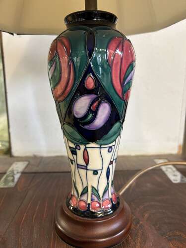 Moorcroft Lamp Original Shade - Tribute to Charles Rennie Mackintosh PAT Tested