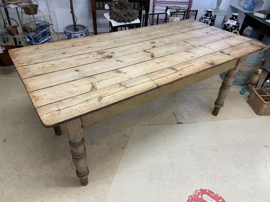 Large Victorian Pine Dining / Kitchen Table