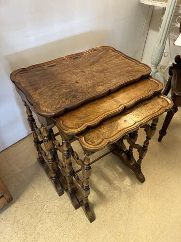 Nest of Three Walnut Tables