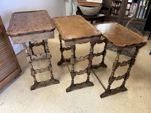 Nest of Three Walnut Tables