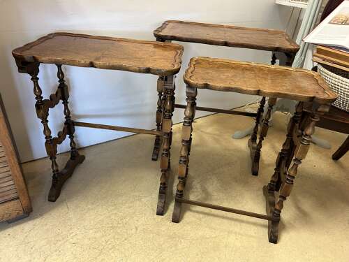 Nest of Three Walnut Tables
