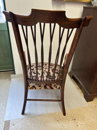 Antique Armchair with twisted cane back & sides, upholstered seat