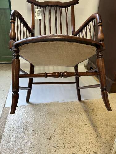 Antique Armchair with twisted cane back & sides, upholstered seat