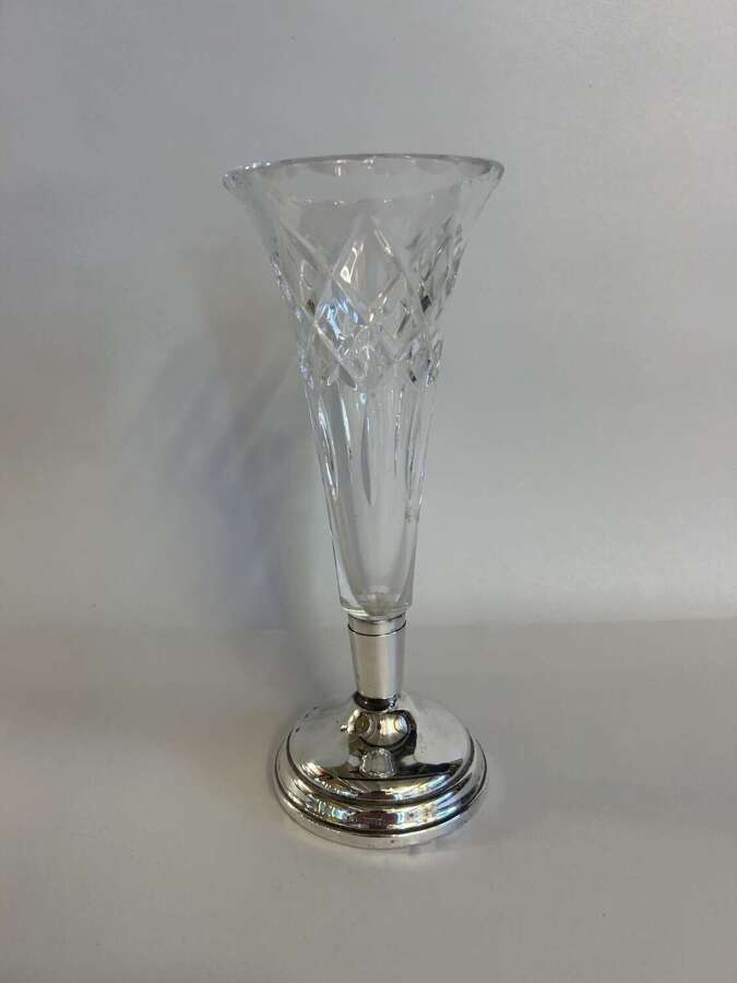 Silver Based Crystal Flower Vase - Birmingham 1934