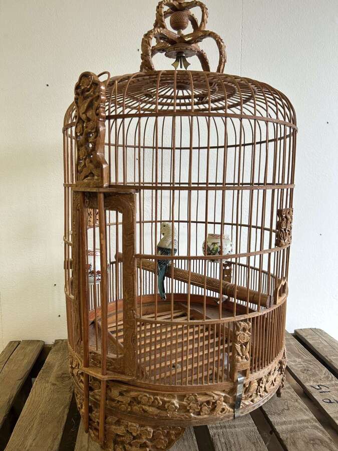 Vintage Chinese Carved Bird Cage - Great Decorative Piece
