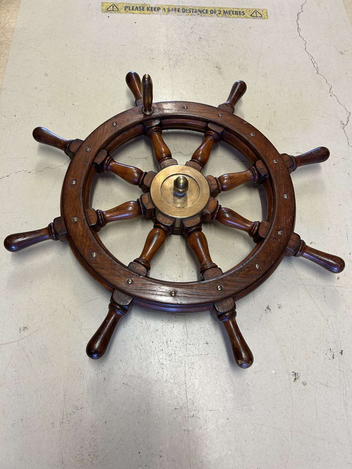 Vintage Maritime Nautical Boat Wood & Brass Yacht Wheel - Steering Wheel