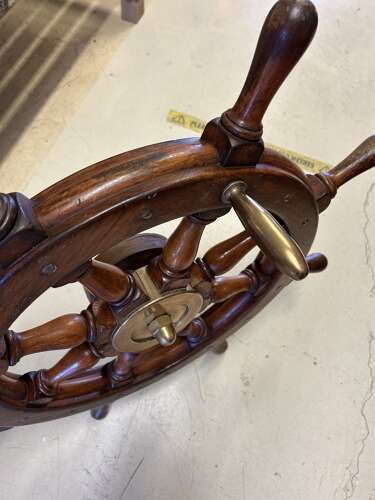 Vintage Maritime Nautical Boat Wood & Brass Yacht Wheel - Steering Wheel