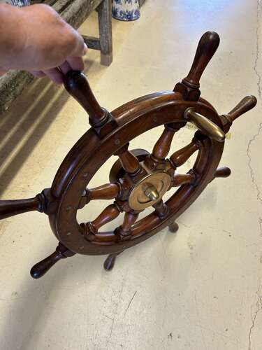 Vintage Maritime Nautical Boat Wood & Brass Yacht Wheel - Steering Wheel