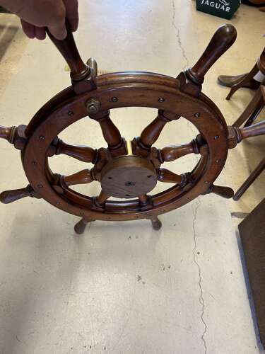 Vintage Maritime Nautical Boat Wood & Brass Yacht Wheel - Steering Wheel