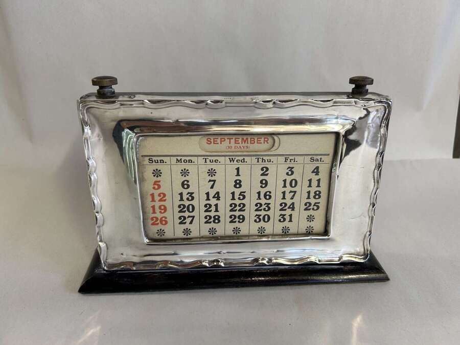 Silver Framed Desk Calendar - Birmingham 1929 - W. J. Wyatt