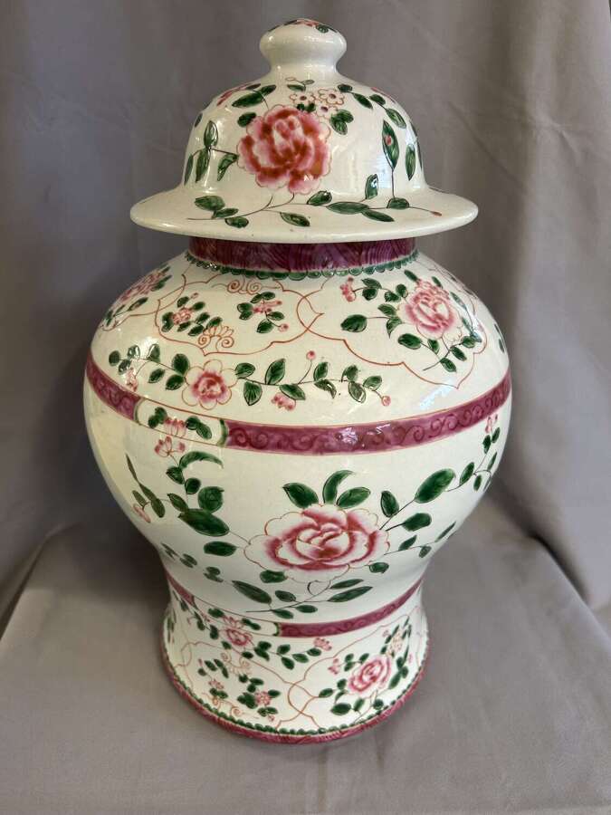 Large 'Altfield' Pink & White Ginger Jar