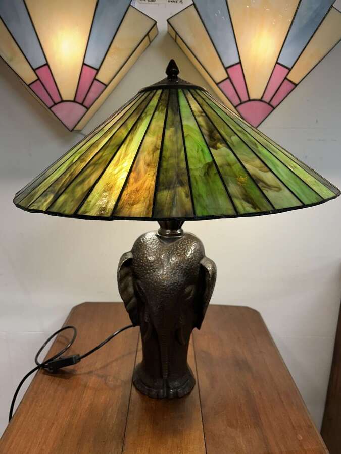 Art Deco style Brass / Bronze Elephant Table Lamp - PAT Tested