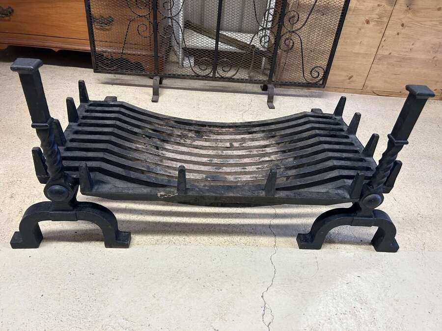 Vintage Cast Iron Fire Grate & Dogs