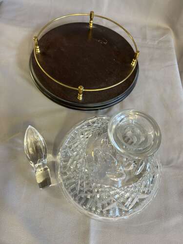 Crystal Ship's Decanter on presentation stand