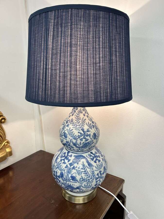 Nordic Style, London - Sanya Table Lamp with Indigo Pleated Shade